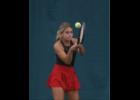 Osakis senior Bria Hoffarth sent back a backhander during the section playoffs in Rogers.